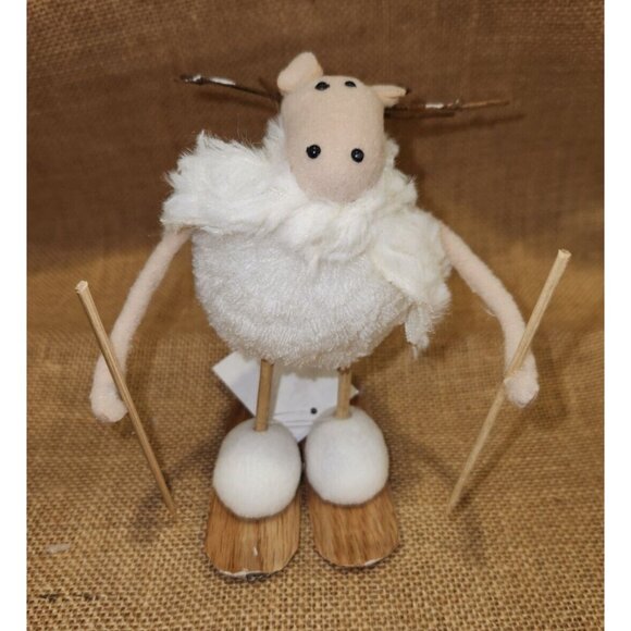 Rustic Sheep Sledding & Skiing Christmas Decor NEW Holiday Farmhouse - Picture 4 of 5